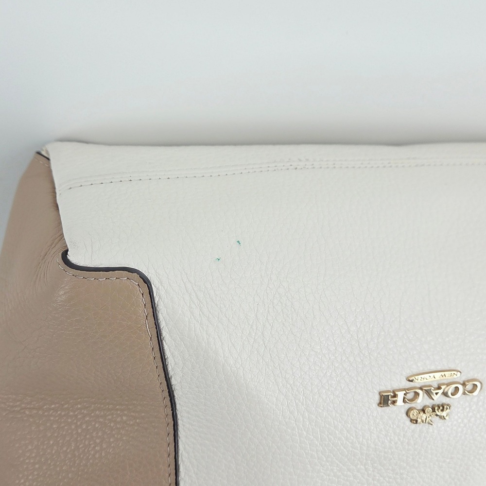 Coach Kacey Colorblock Pebble Leather Satchel Crossbody Bag C6841 Chalk Tan - Picture 12 of 16